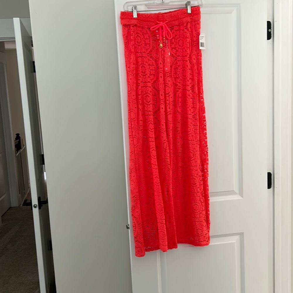 Sunshine 79 chillin crochet beach pants cover up in watermelon crochet pant